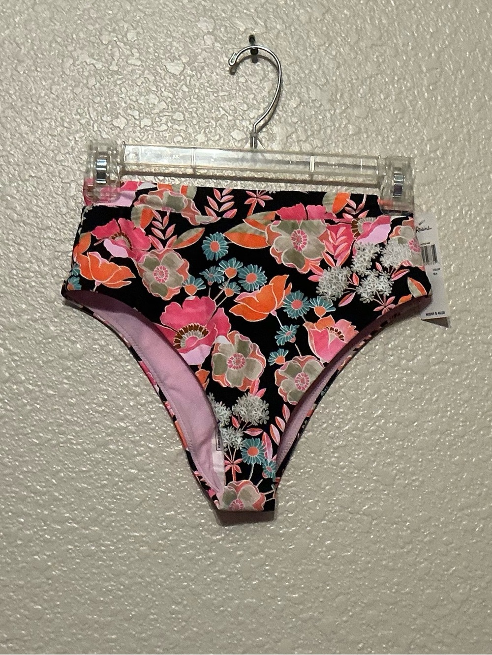 Raisins Floral High-Waist Bikini Bottoms - Teal, Pink & Orange